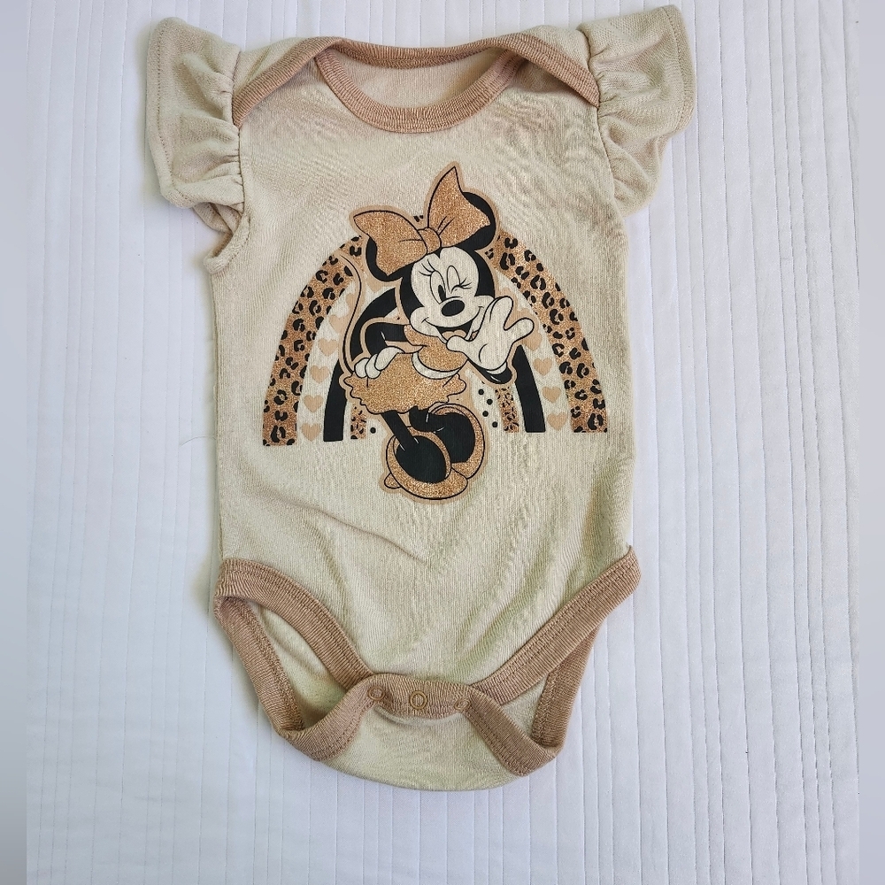 Disney Minnie Mouse Cream and Brown Baby Onesie